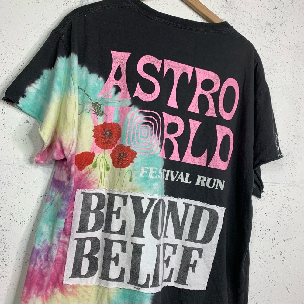 Travis Scott Astroworld Beyond Belief Tie Dye Band Tee Graphic Shirt Size Large - Picture 8 of 11